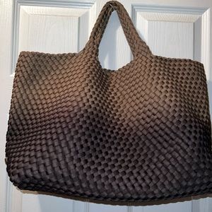 Naghedi Large Woven Tote Bag - Brown/ Dark Brown